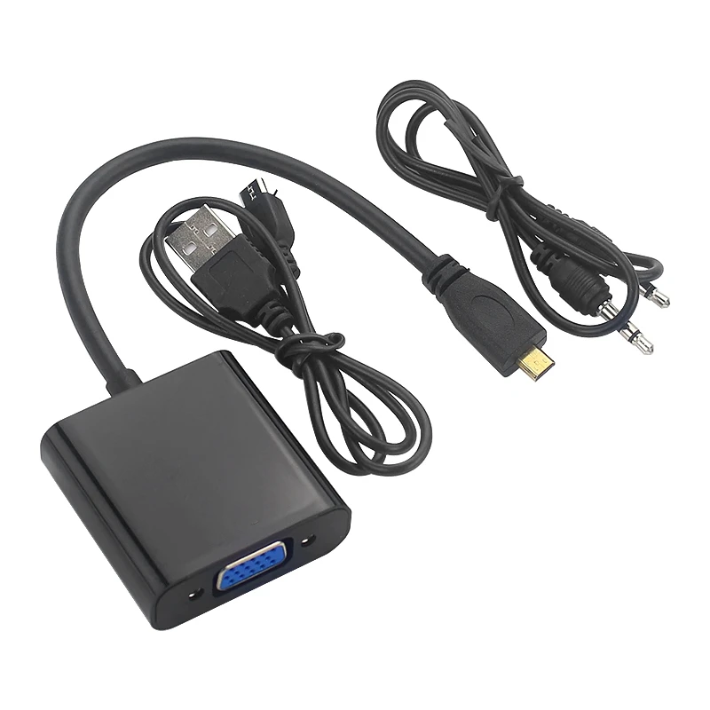 ESTR! Micro-HDMI to VGA Adapter Cable 1080P Video Converter with Audio Jack USB Power Cable for Xbox Camera Raspberry Pi 4