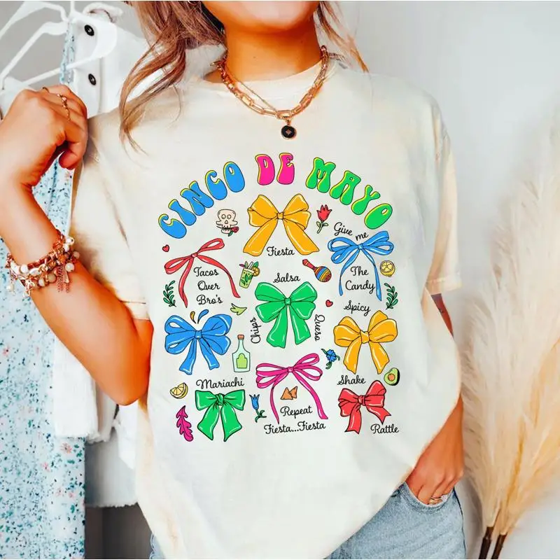 Coquette Cinco De Mayo T Shirt Mexico Celebration Festival Mexican Fiesta Party Margaritas Bow
