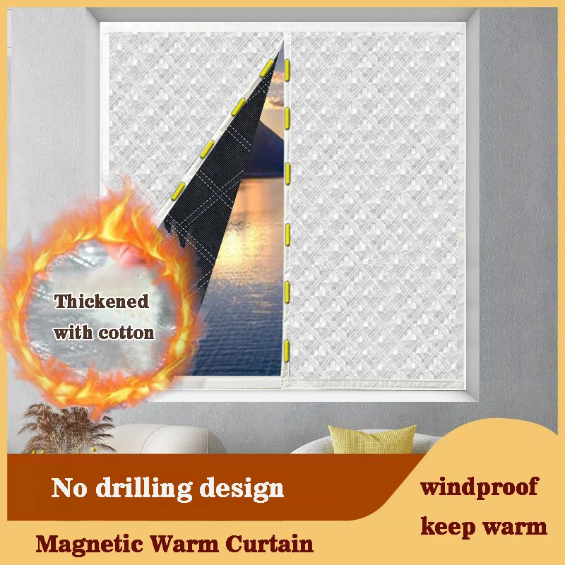 Winter thick cotton curtains are windproof,warm,cold proof,noise reducing, self-adhesive household non perforated sealed windows