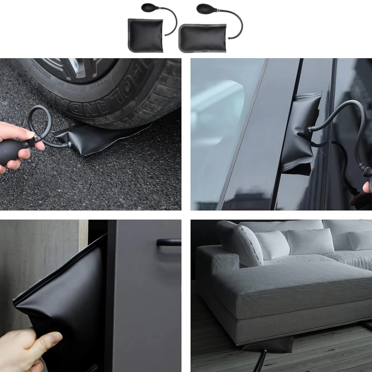 Car Door Tool Kit Inflatable Air Wedge Pump Auto Repair Window Door Open Fixing Gripper Tools Long Reach Kits with Carrying Bag