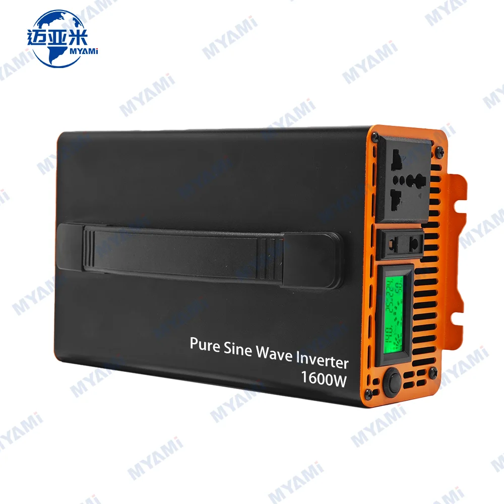 MYAMi New Arrival 1.6KW Pure Sine Wave Inverter 12-72V DC to AC 110V220V Single Phase Dual Output LCD 800W 48VDC for Car Home RV