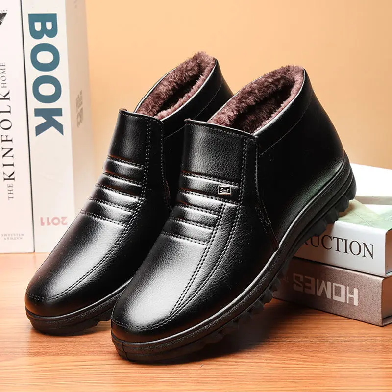 الشتاء مقاوم للماء الرجال Sheos جديد أحذية الثلوج الجلدية غير رسمية عالية أعلى الانزلاق على حذاء كاجوال للرجال المطاط أحذية الشتاء الدافئة Zapatos #2