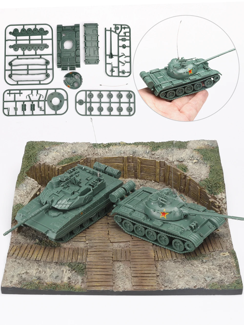 ViiKONDO-tanque de juguete para niños, camión del ejército, modelo de vehículo militar, Kit 1/72 China tipo 15, tanque ligero tipo 59, montaje de tanque medio, regalo de juego de guerra