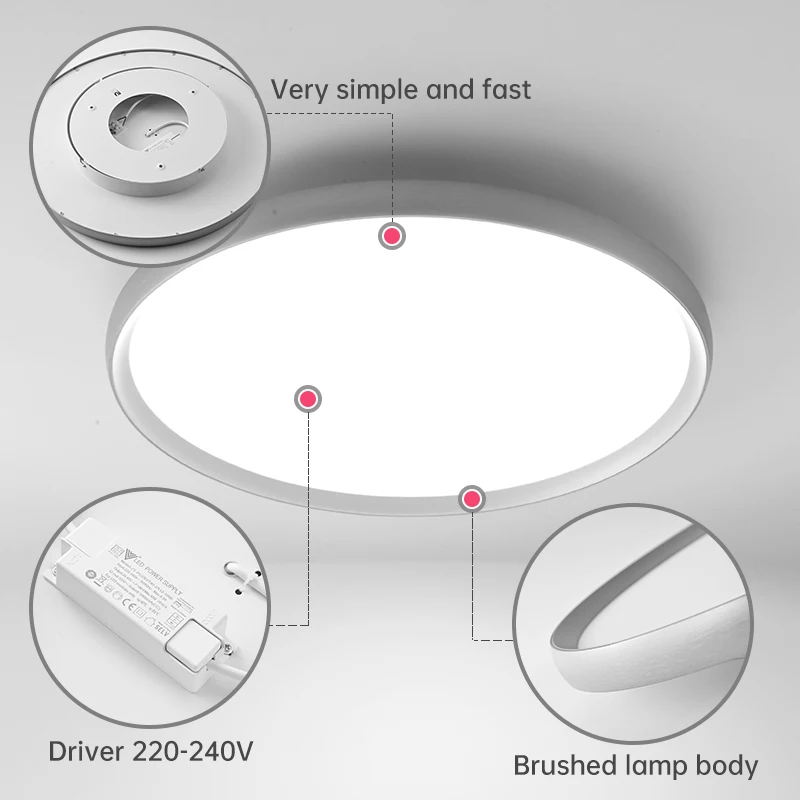 Imagem -06 - Alumínio Redondo Full Spectrum Led Ceiling Light Lâmpada Moderna para Quarto Sala de Estar Hall Sala de Jantar Corredor Iluminação Interior