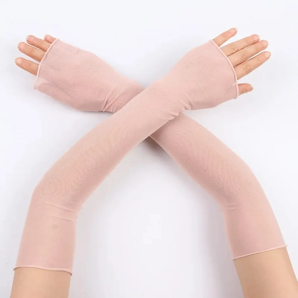 

Fashion Fingerless Sun Protection Sleeves Thin Lace UV Sleeves Long-Sleeved Transparent Arm Sleeves Bike