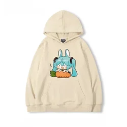 Cartoon Hatsune Miku Printed Casual Fleece Hoodie Men's and Women's Same Cotton High Quality Fashion Loose Women's Hoodie