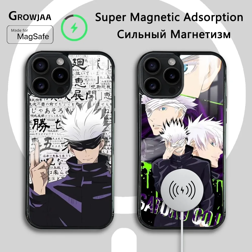 

Jujutsu Kaisen Satoru Gojo Phone Case For iPhone 16 15 14 13 12 11 Pro Max Plus Mini Magsafe Mirror Wireless Magnetic Cover