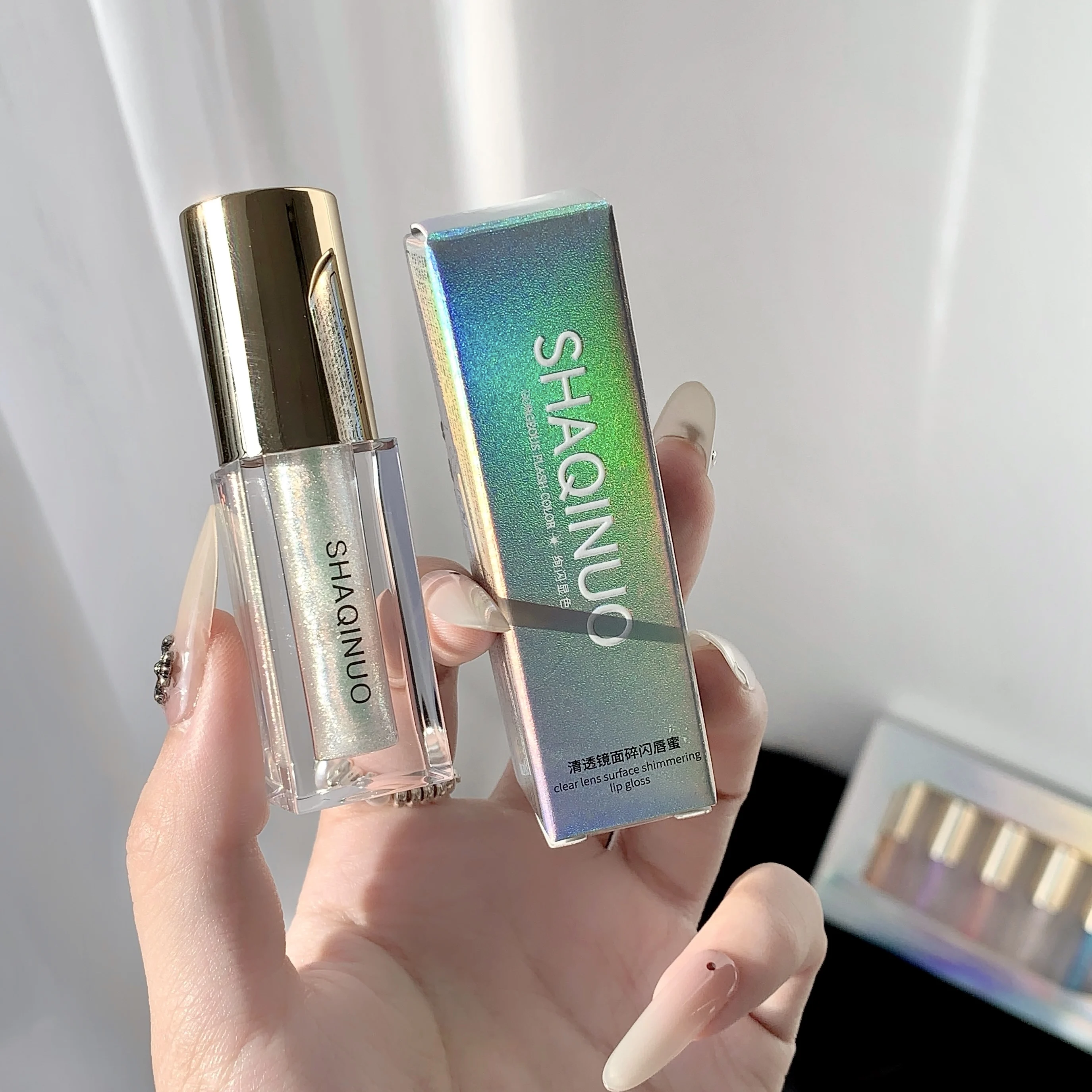 مجموعة ملمع شفاه مرآة لامعة من شاكينيو، ملمع شفاه خفيف لامع مائي 6 ألوان، ترطيب مرطب، يدوم طويلاً