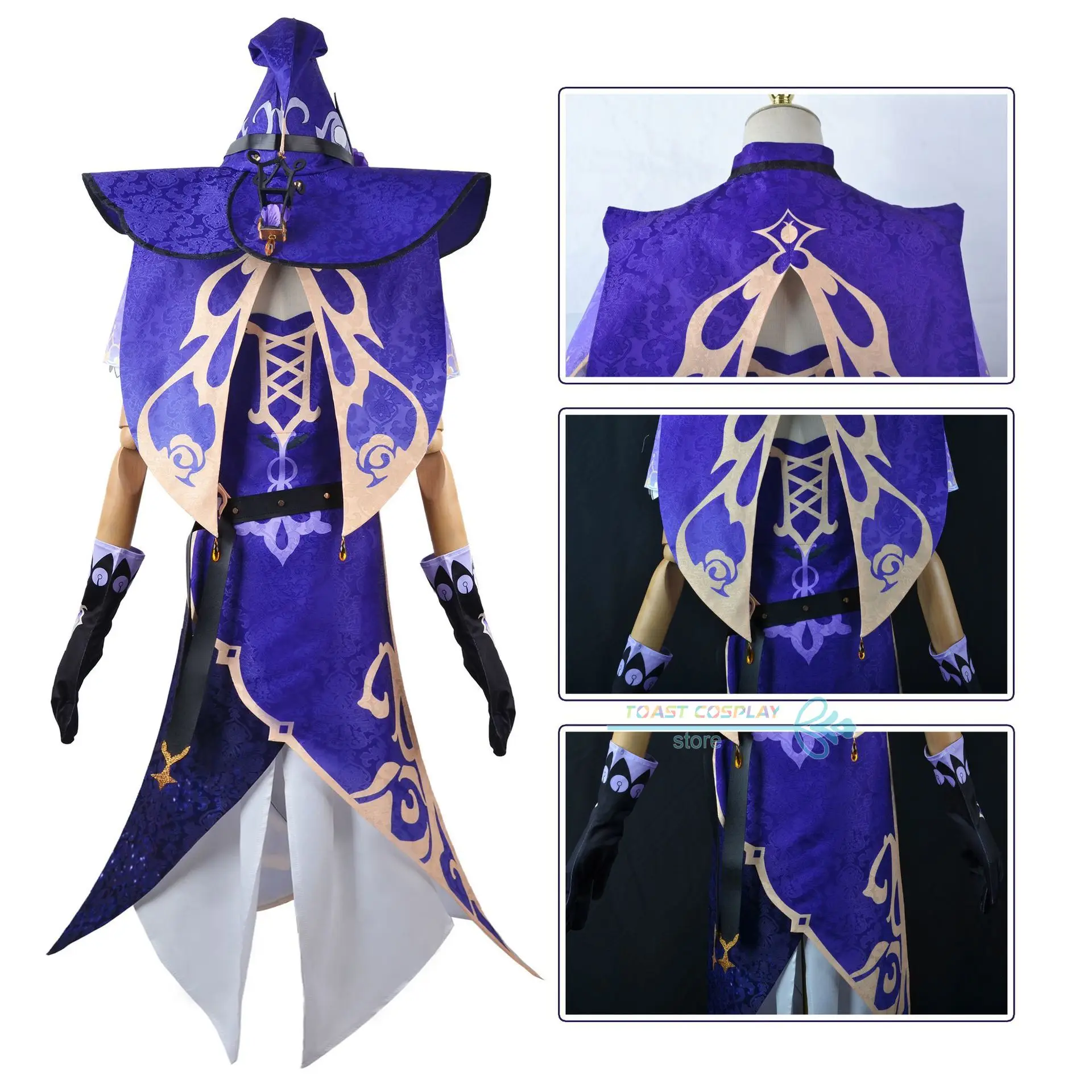 Lisa Minci Cosplay Costume, jeu Genshinimpact, robe, perruque, chaussures, ensemble complet, plis, carnaval, vêtements de fête