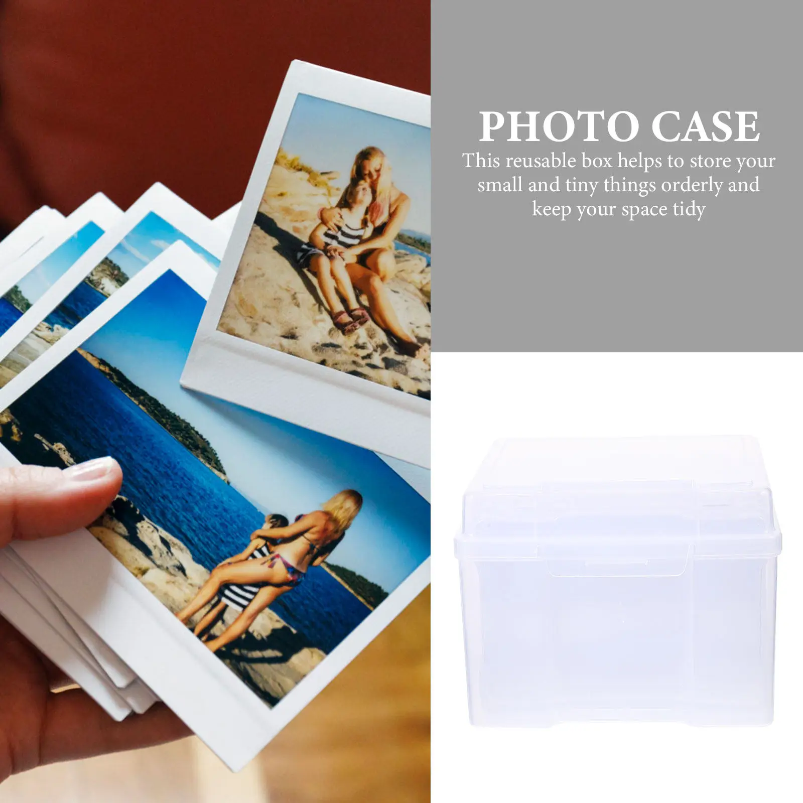 

1Set Plastic Photo Organizer Box Storage Case for Photos Cards Jewelry Small Parts Holder 5x7 Photo Storage Box