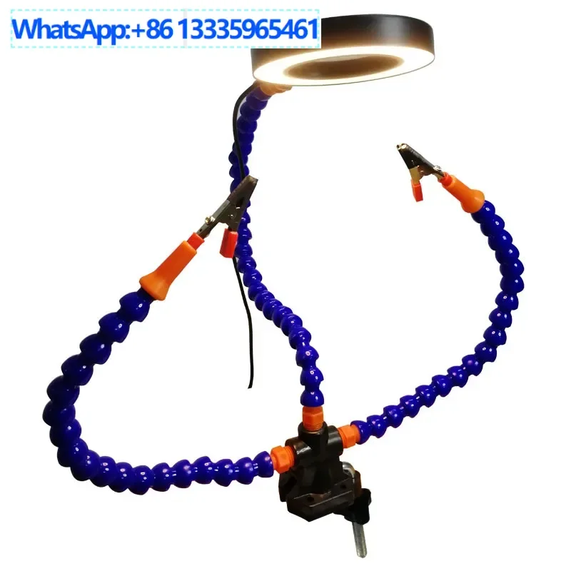 

4PCS LED with magnifying glass lamp welding table PCB circuit board repair tool, universal arm multi-function table clip
