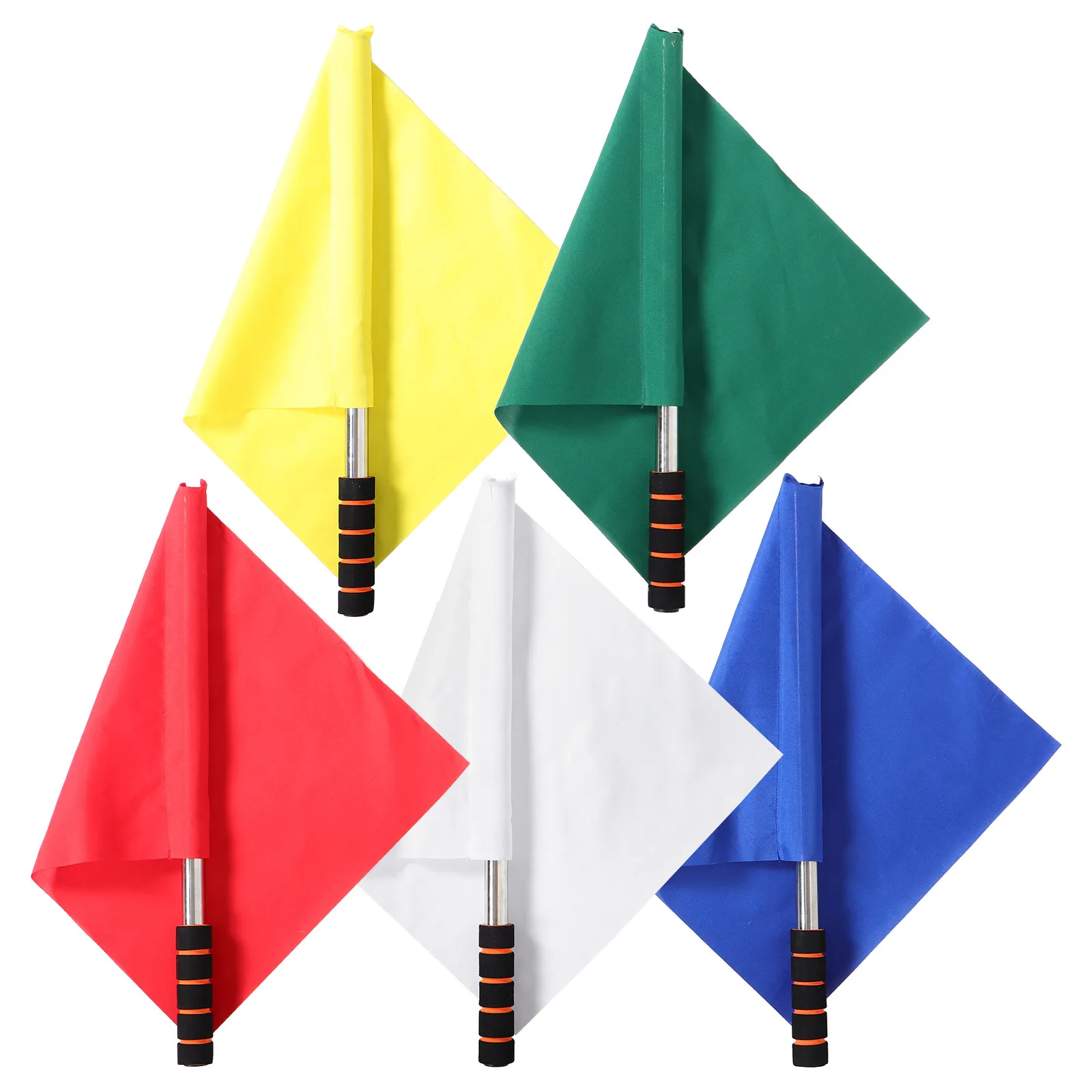 5Pcs Referee Flags Set High Visibility Polyester Pongee Stainless Steel Pole Handheld Competition Signal Flags Sports Official