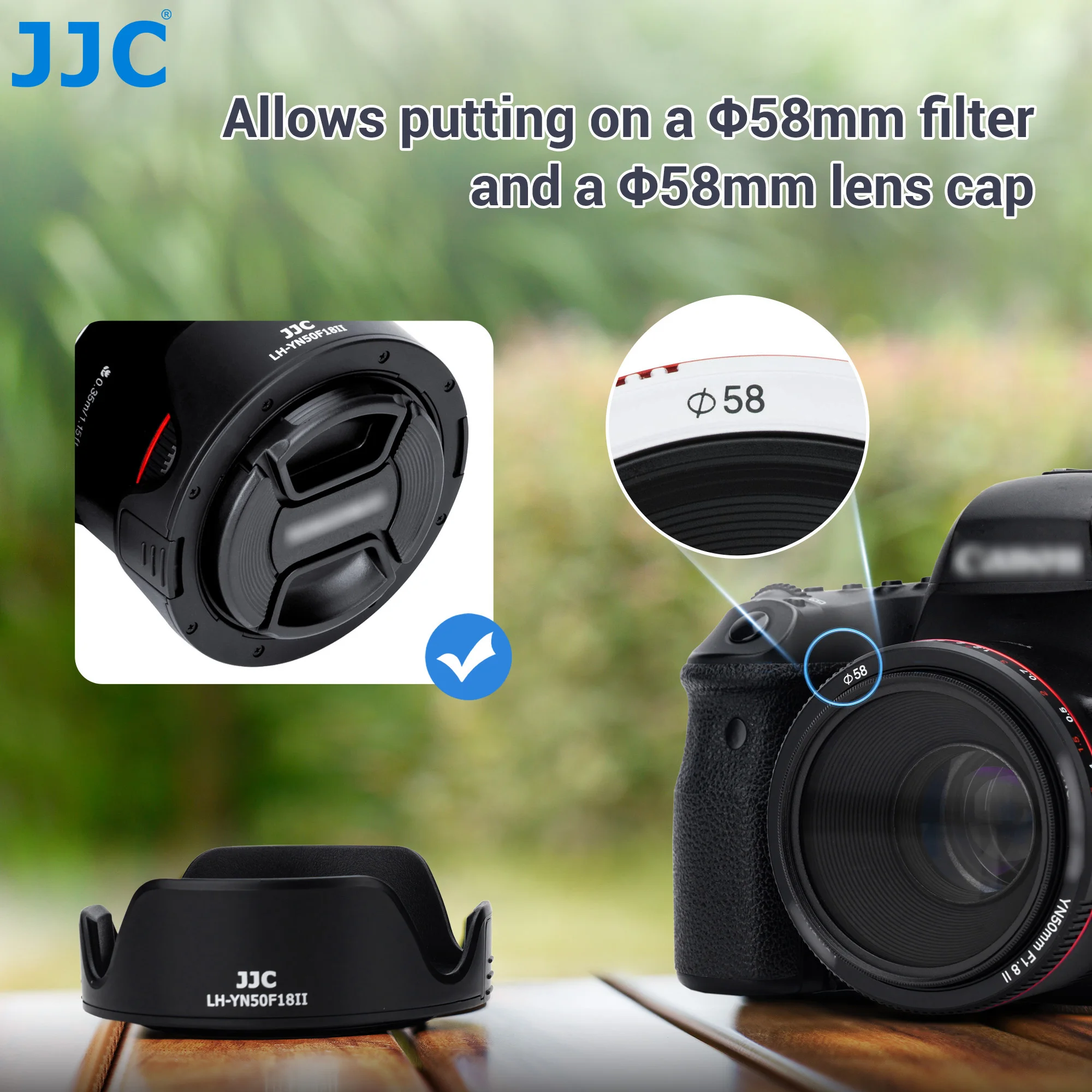 JJC Reversible  Flower Lens Hood Shade for For Yongnu YN 50mm f/1.8 II Lens Non-glare Camera Lens Hood