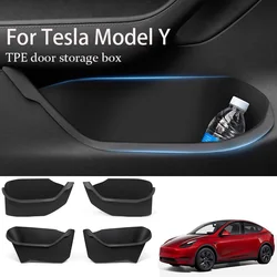 For Tesla Model Y Door Side Water Proof Storage Box Handle Pocket Car Armrest Accessories TPE Car Front Door Rear Door