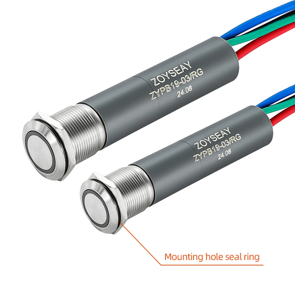 

19 мм RG цветное кольцо светодиодный 12 В большой кнопочный переключатель 20 А с разъемом из нержавеющей стали 316L IP67 водонепроницаемые переключатели для лодки