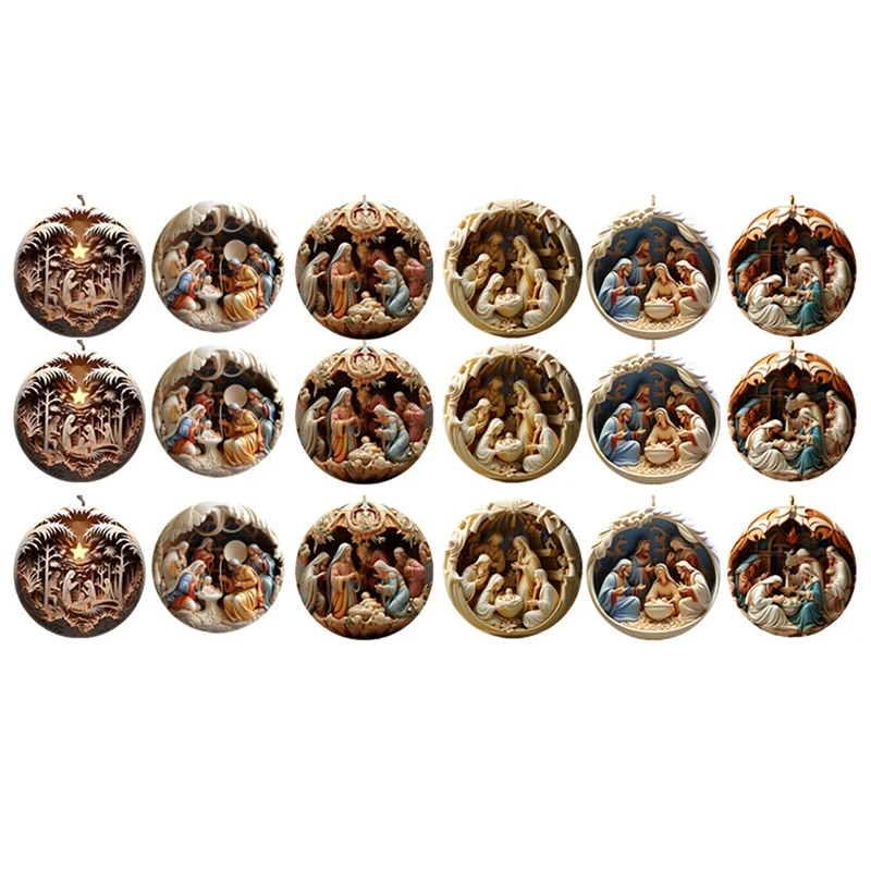 SEWS-Christmas Decorations Nativity Scene Decorations, Nativity Scene Hangings, Flat 3D Effect Christmas Hangings