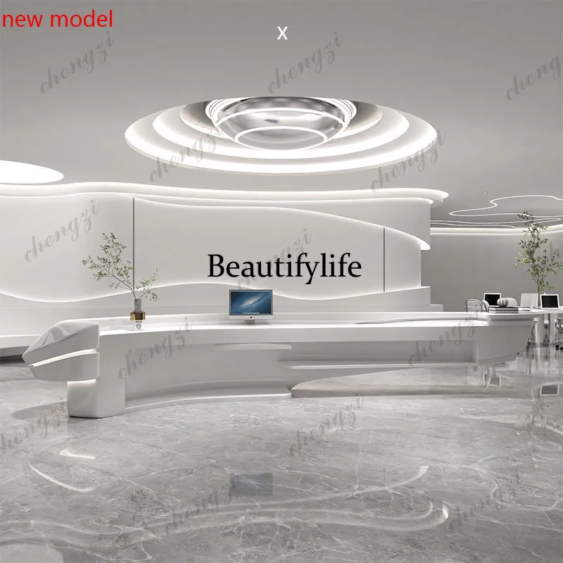 DD182Luxury Modern Reception Desks Welcome Display European Aesthetic Reception Desks Design Company Scrivania Commercial Furnit