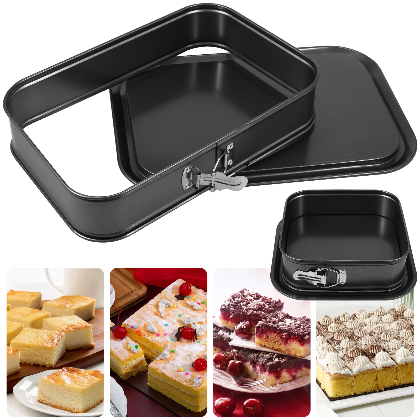 

Metal Spring Pot Non Stick Cake Baking Tray Square/Rectangular Leak Proof Cake Making Pot with Detachable Base Cake Baking Tray