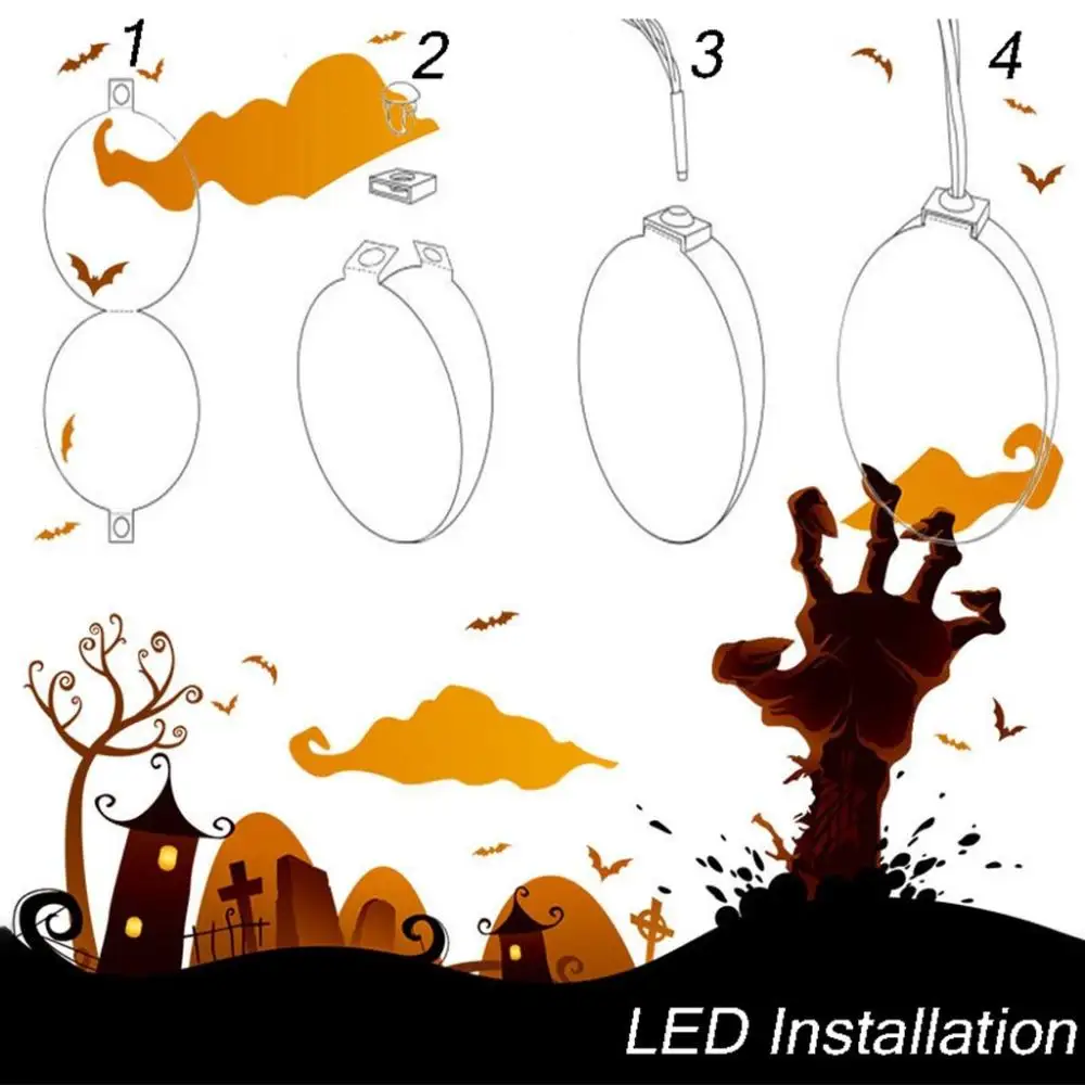 Cuerdas de luz de calabaza de araña para interiores/exteriores, luces LED de tema de Halloween DIY, cadena de luces de Halloween, decoración de habitación, accesorios de fiesta