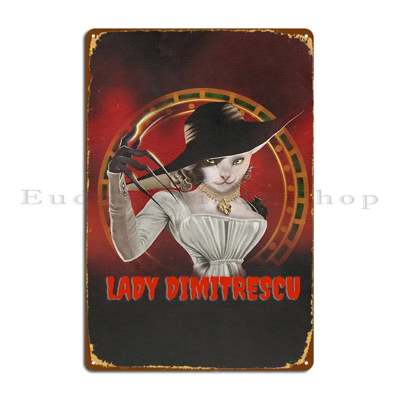 Lady Dimitrescu Cat Metal Plaque Poster Mural Cave Create Iron Cinema Tin Sign Poster