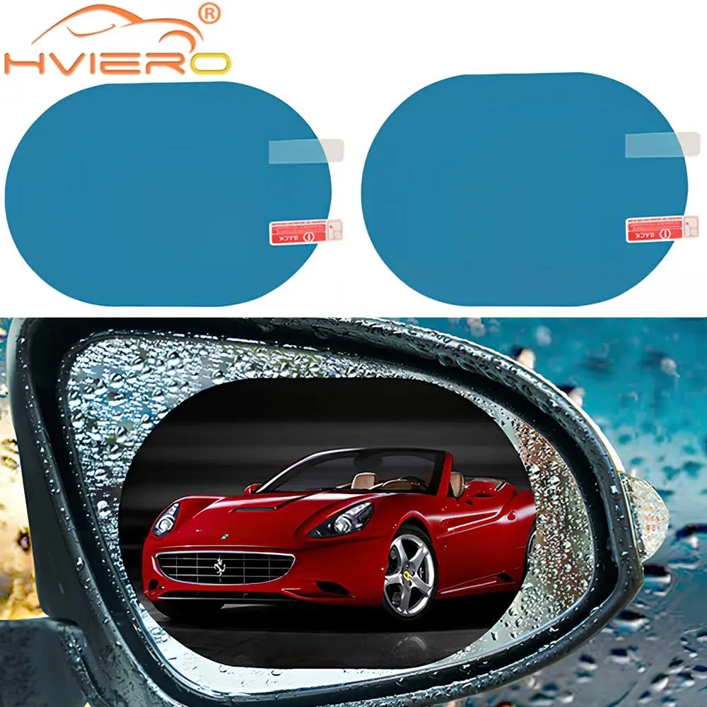 2X Car Stickers Rearview Mirror Protection Against Rain Fog Transparent Film Anti-glare Rainy Days Clear Vision Auto Accessories