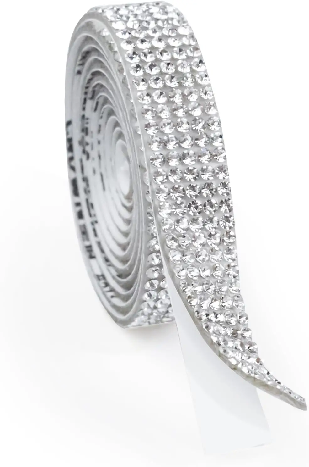 

Sparkling Self-Adhesive Rhinestone Ribbon for DIY Crafts, Glitter Trim in Silver (1 Yard)