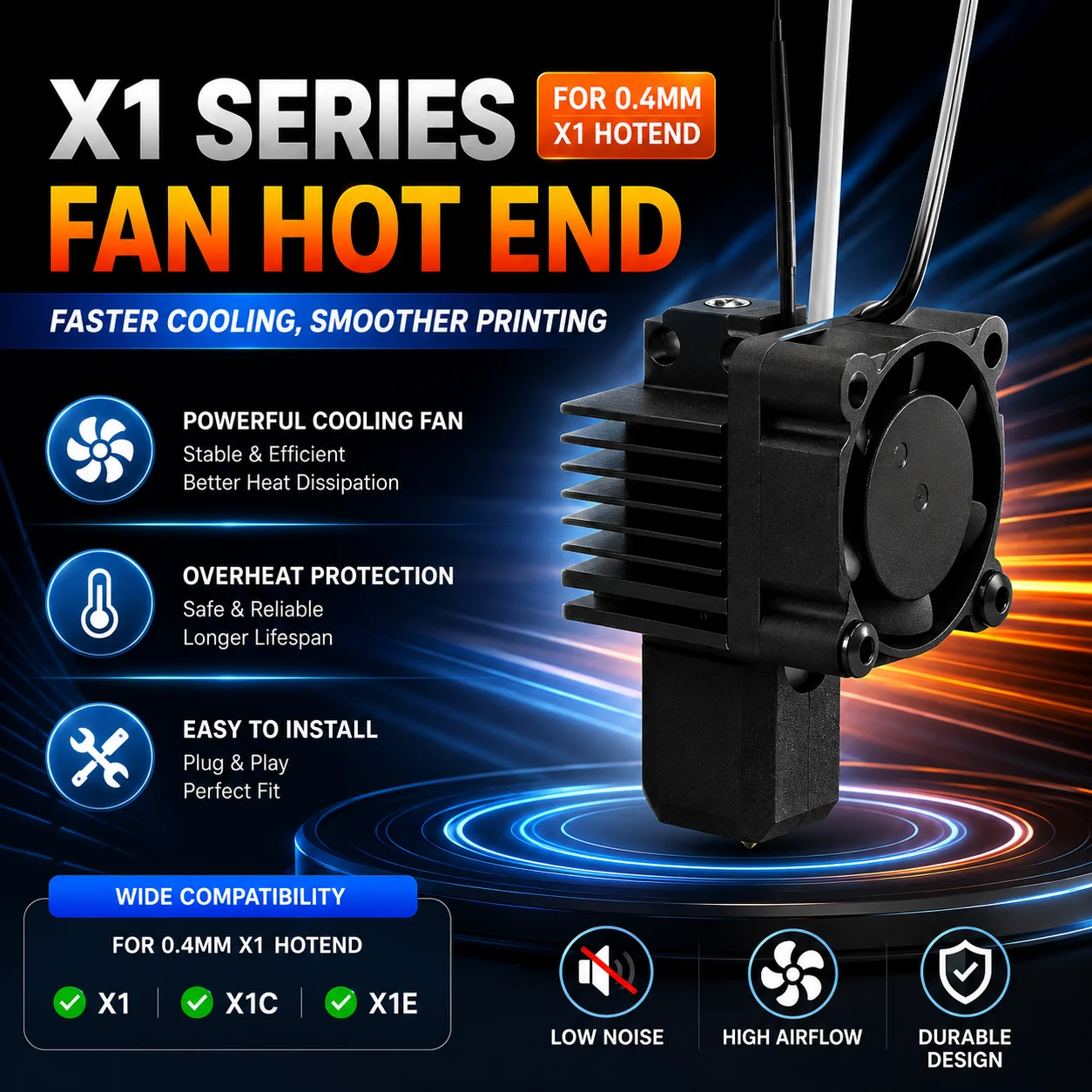 

Upgrade Hotend Assembly for BambLab X1 X1C Print Head Accessories Complete Hotend Kits with Cooling Fan for Bamboo Lab X1 Carbon
