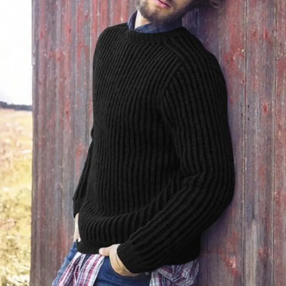 Mens Sweaters Fit Knitted Round Collar Soft Men Pullovers Thicken Warm Winter Wear Male Sweater Long Sleeve Casual Multi Color