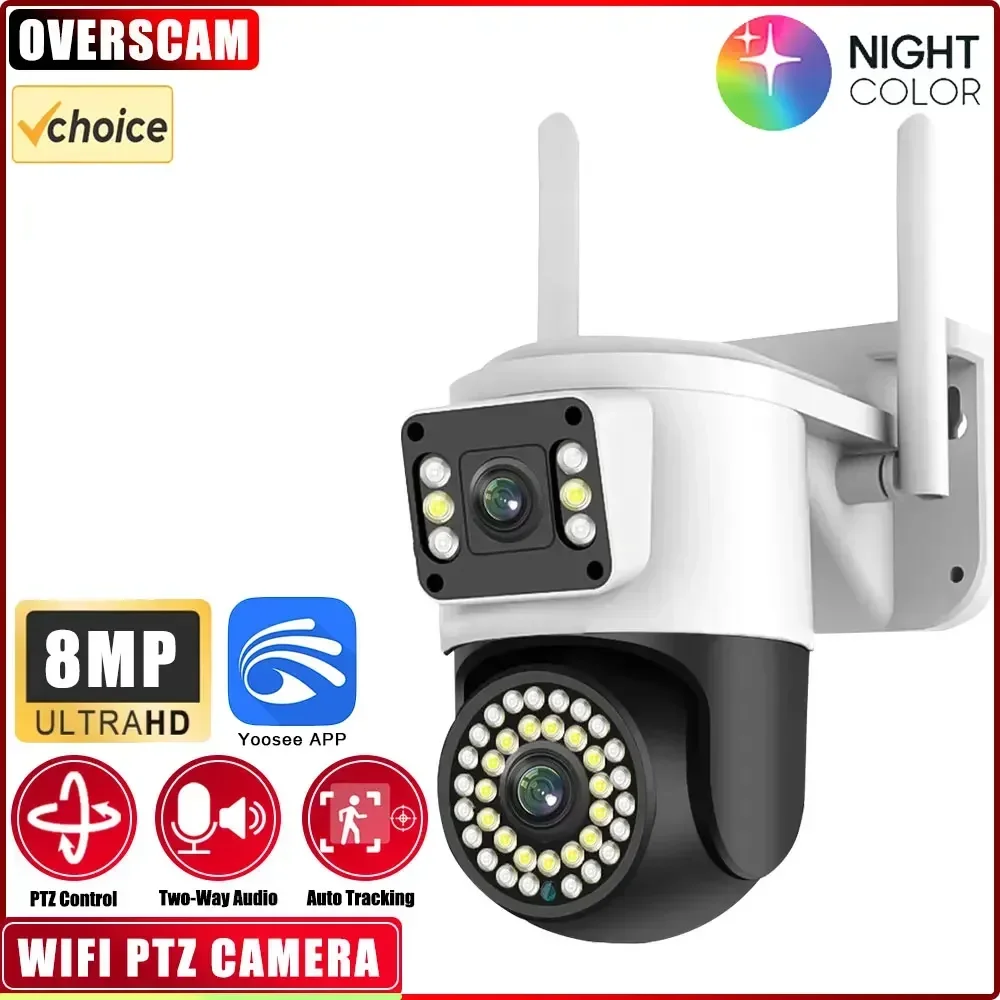 YOOSEE Wifi 8MP 4K Dual Lens Outdoor Security IP Cameras More LED Light Security WiFi PTZ Smart Home Night Vision Auto Tracking