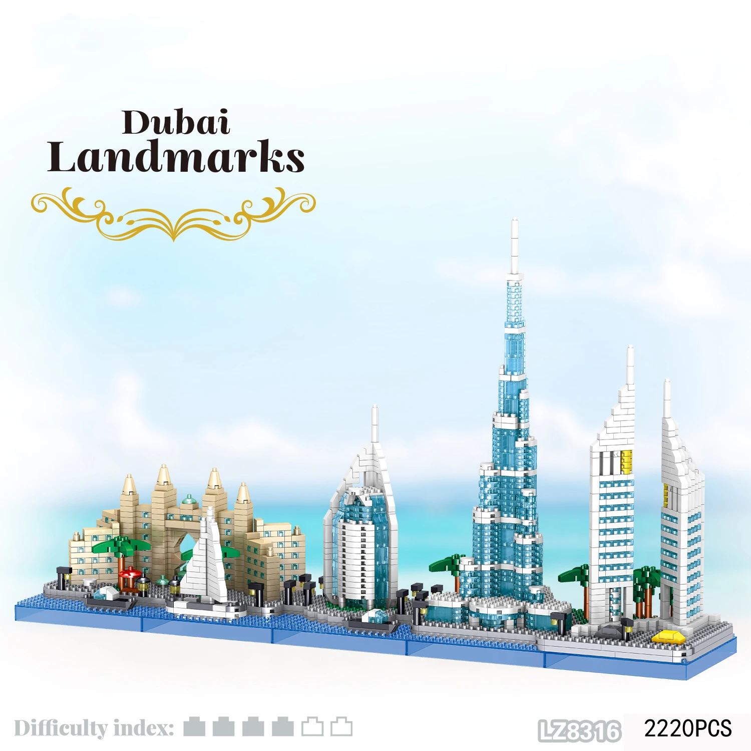 Emirati arabi uniti architettura Skyline Micro Diamond Block Dubai Landmark Nanobrick Burj Al Arab Khalifa Tower Atlantis Toy