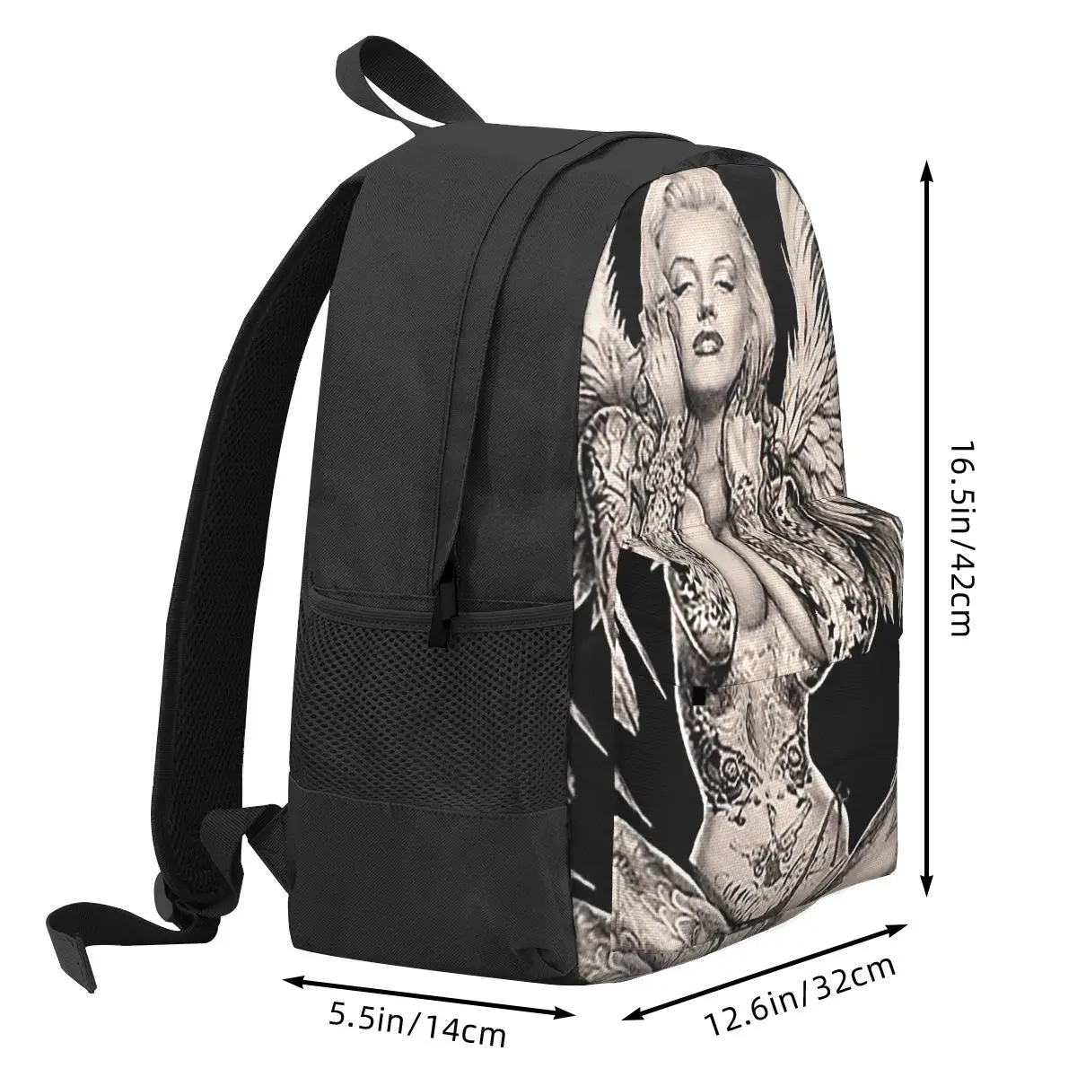 MARILYN Vintage Abstract Tattooed Angel Prin Backpack Student BookBag Children School Bag Computer Shoulder Bags for Boys Girls