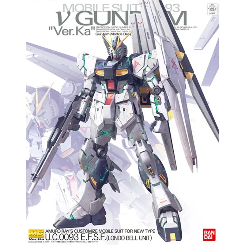 Bandai Gundam Model MG 1/100 RX-93 VGundam VER.KA Nu Anime Figures ABS Assembly Model Mecha Robot Toys Birthday Gift 23CM