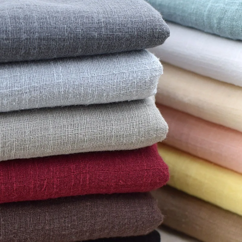 Linen Cotton Crepe Gauze Fabric,Lightweight Breathable Soft Cloth Skin-friendly Material for Dress Blouse Skirt DIY Sewing Craft