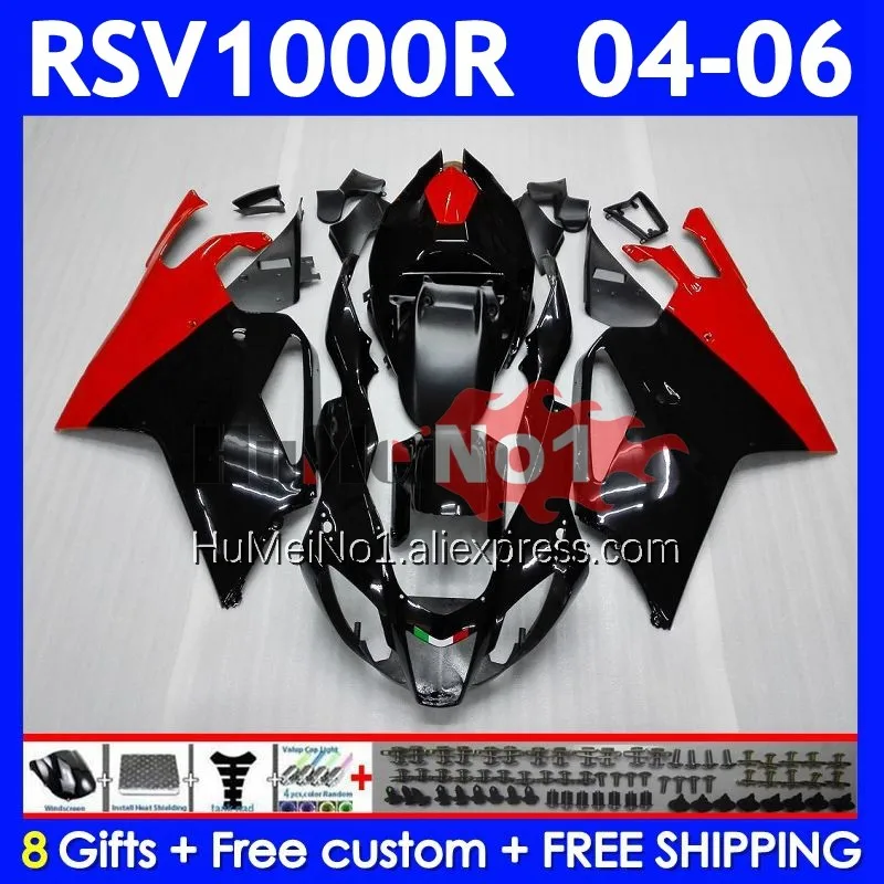 RSV-1000 For Aprilia RSV1000R Mille RV60 Red black RSV1000RR 314No.2 RSV 1000 04 05 06 RSV1000 R RR 2004 2005 2006 Fairings