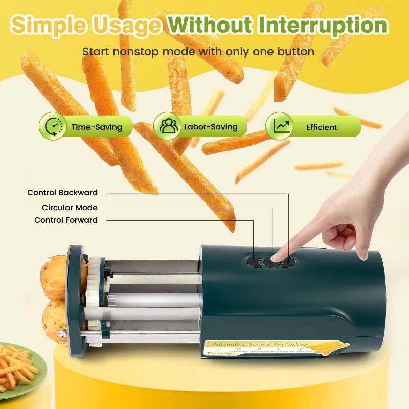 

Electric French Fry Cutter Automatic Potato Cutter Machine Commercial French Fry Maker Cutter Household With 1/2 & 3/8 Inch Stai