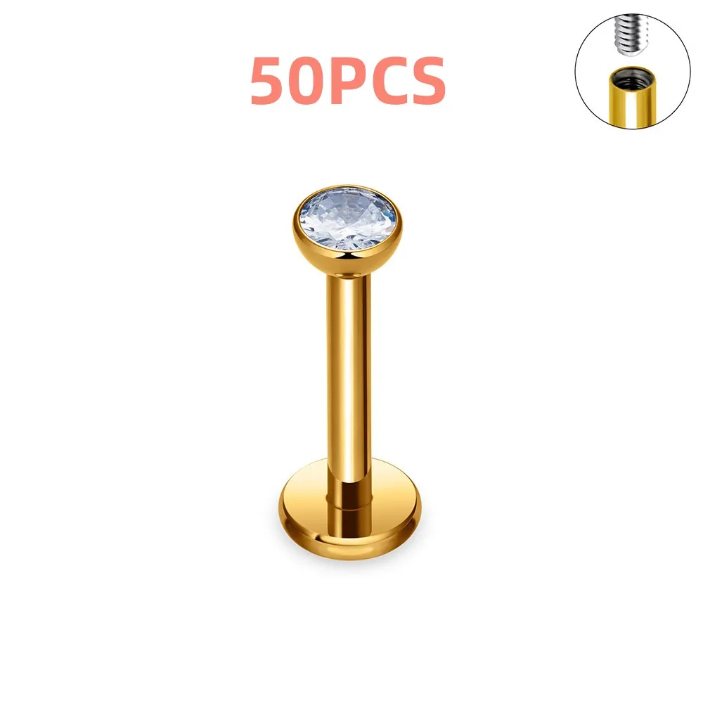 NONE 10/50PCS G23 Titan Innengewinde Tasse Geformt Ohr Knorpel Nagel Einfache Und Modische Perforierte Schmuck Ohr Nagel lip Nagel 3