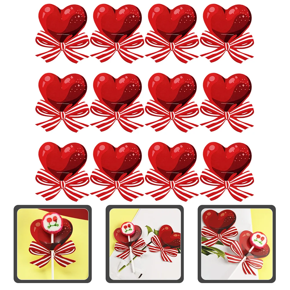 100 Pcs Lollipops Paper Card Adorable Candy Holder Packing Decor Heart-shaped Wrapping Decorative Cards Supplies