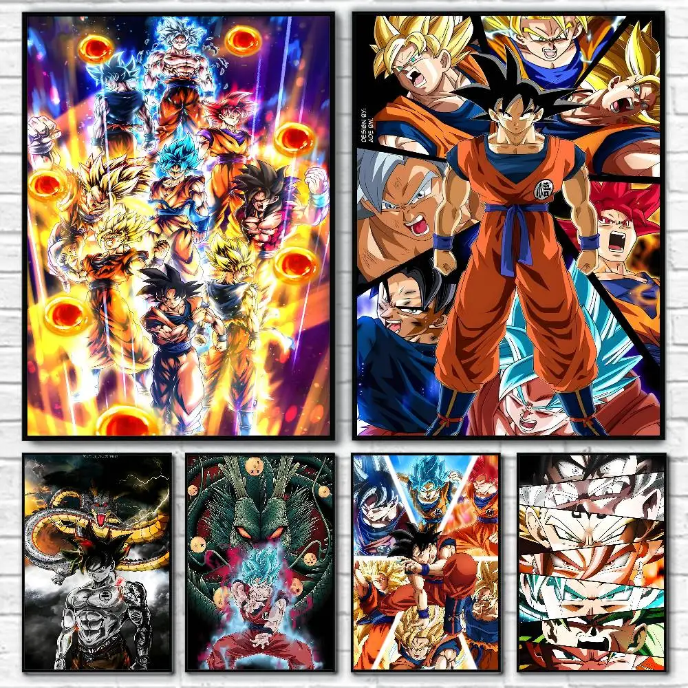 Póster de Goku de Dragon Ball, Impresión de Kami House, Mural de Arte de Pared de Super Saiyan, Decoración para Habitación Familiar o Infantil, Cuadros