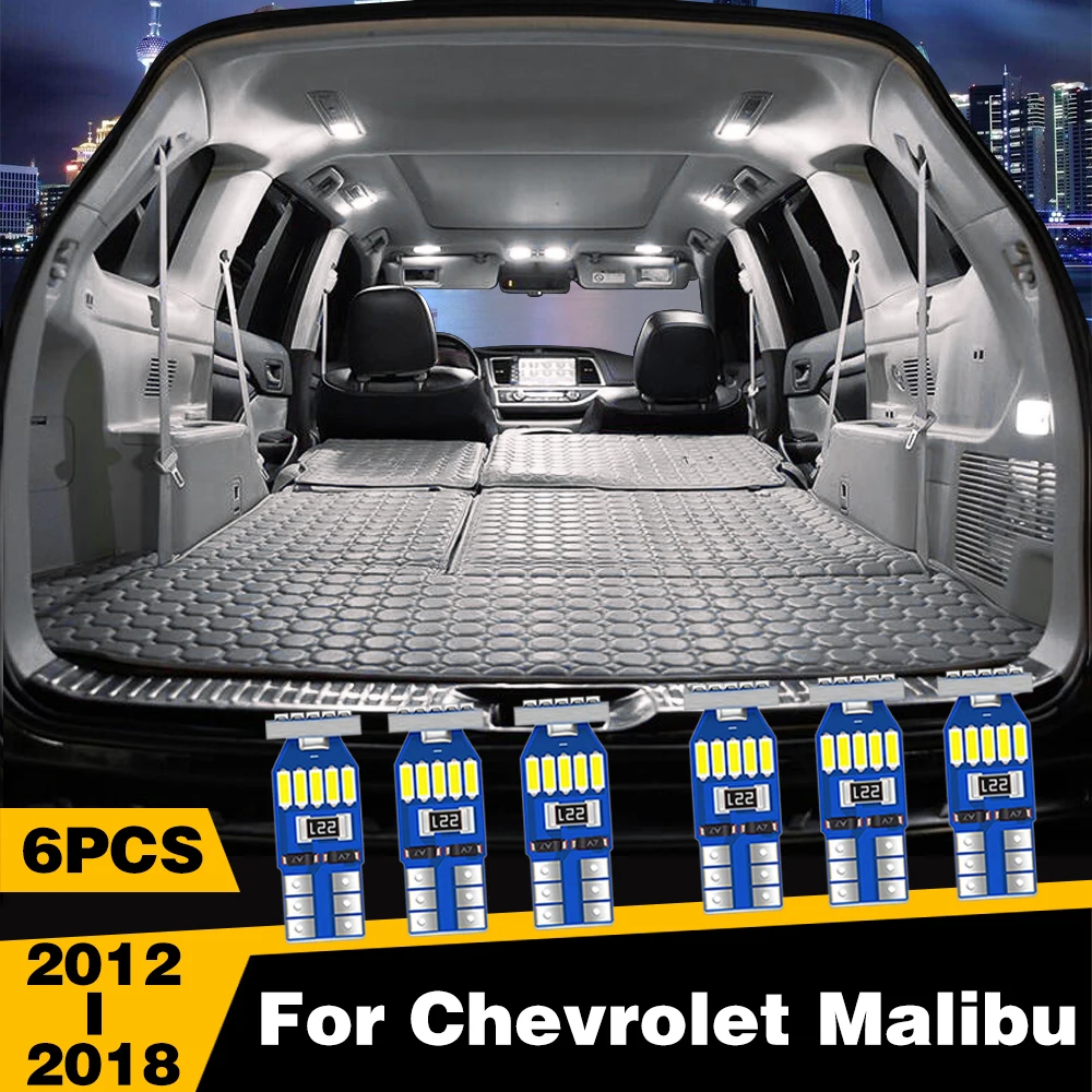 

6Pcs LED Highlight Car Interior Dome Reading Light Roof Lamp Accessories For Chevrolet Malibu 2012 2013 2014 2015 2016 2017 2018