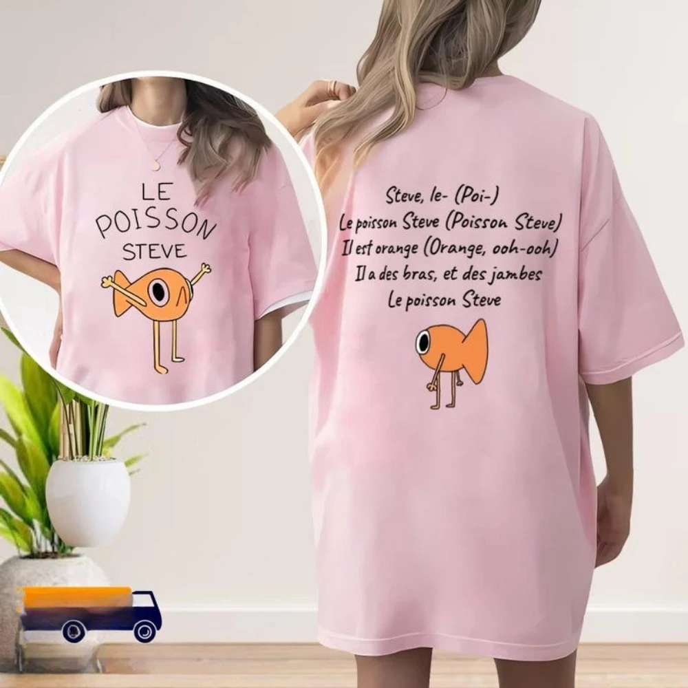 2025 Steve Le Poisson Meme O-neck Shirt Funny Golden Fish Viral TikTok Cotton TShirt Summer Graphic Tee Unisex Short Sleeve Tops