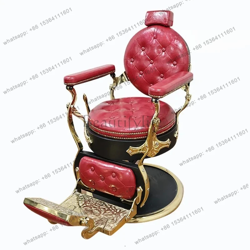 

Golden Vintage Barber Chair Barber Shop Hairdressing Shaving Beauty Chair