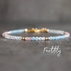 Fertility Bracelet Gift with Rose Quartz Moonstone Aquamarine for Mom to Be, Pregnancy Wish Bracelet, IVF Fertility Booster