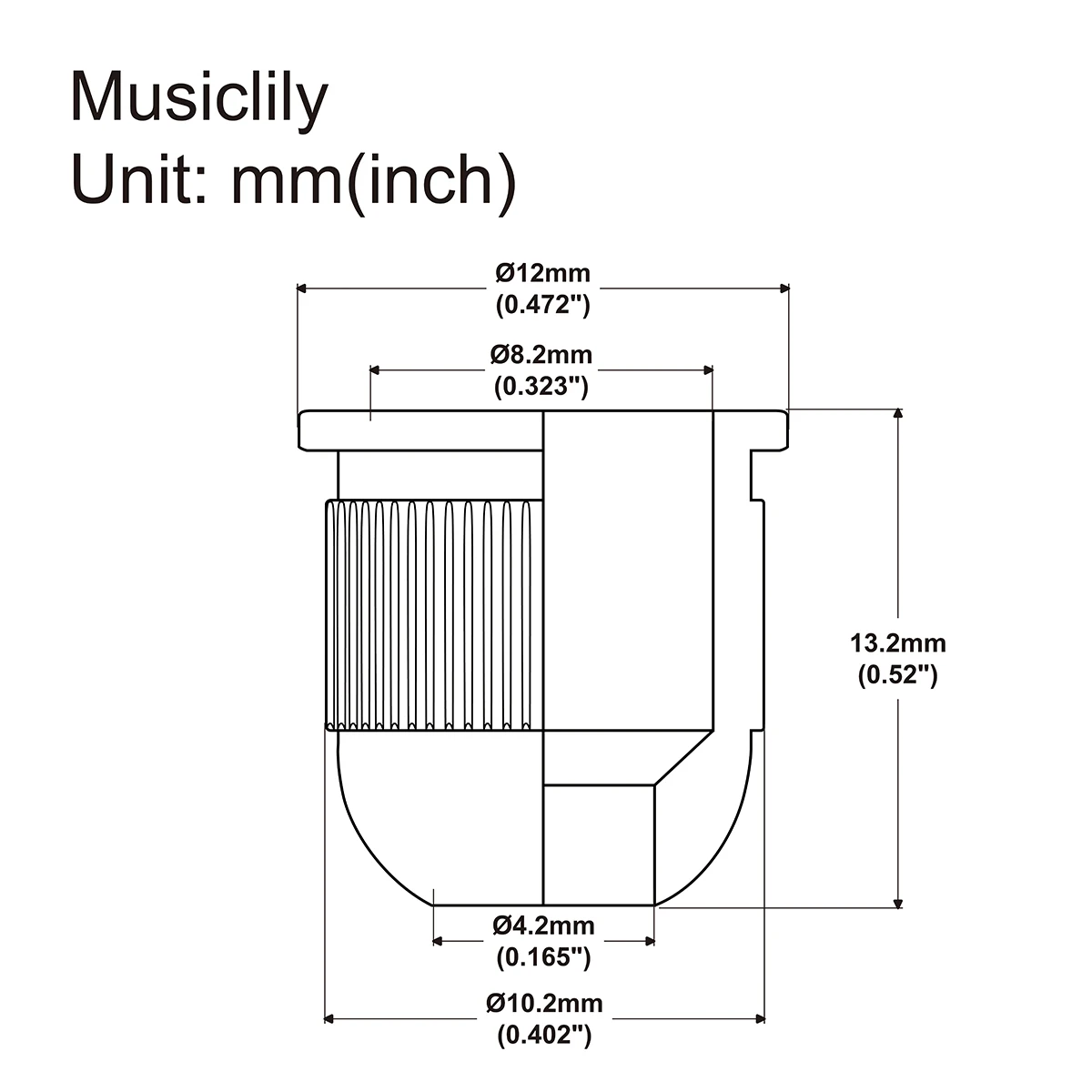 Musiclily Pro 10.2mm Steel Through Body String Mounting Ferrules for Electric Bass (Set of 5)