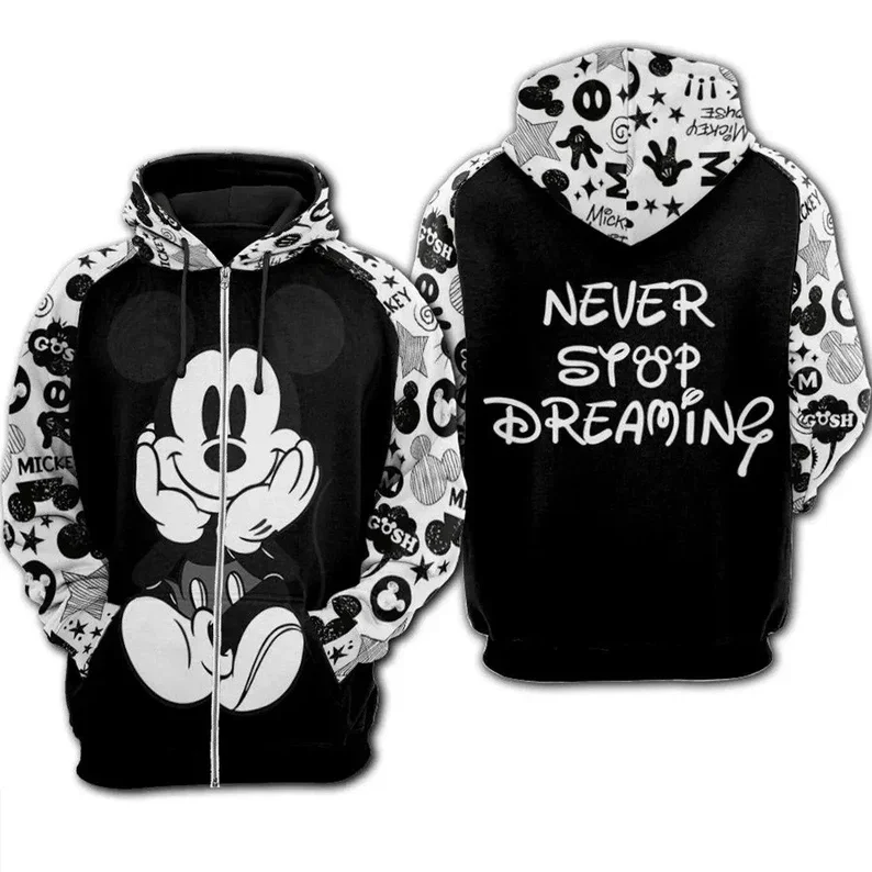 Mickey Black White Hoodie Disney Sweatshirt/Hoodie/Fleece Jacket | Stylist Unisex Graphic Outfits | Clothing Men Women