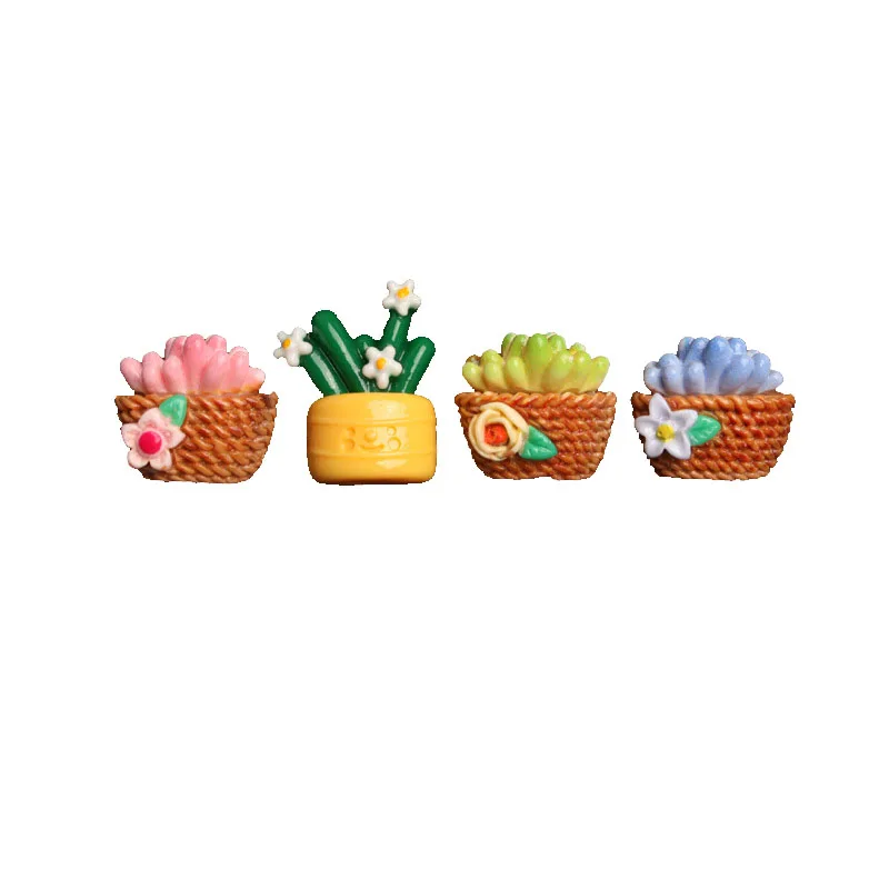 Put Spring in Your Pocket with A Mini Resin Brooch Forest Style Potted Plant Set Pins Succulent Cactus Shaped Cute Pin