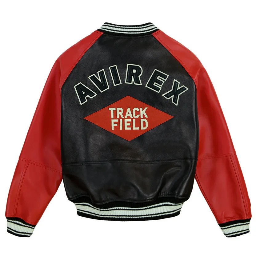 Avirex New Europe Antique Sheepskin Baseball 100% Genuine Leather Varsity Jacket Embroidered Logo Fashion US Size men's Coat Top