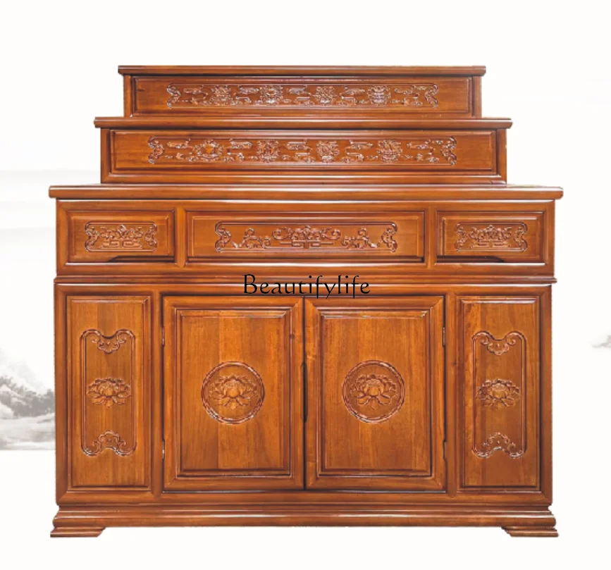 

Solid wood Tibetan gold-painted three-layer shrine table, household Buddha table, Buddhist table