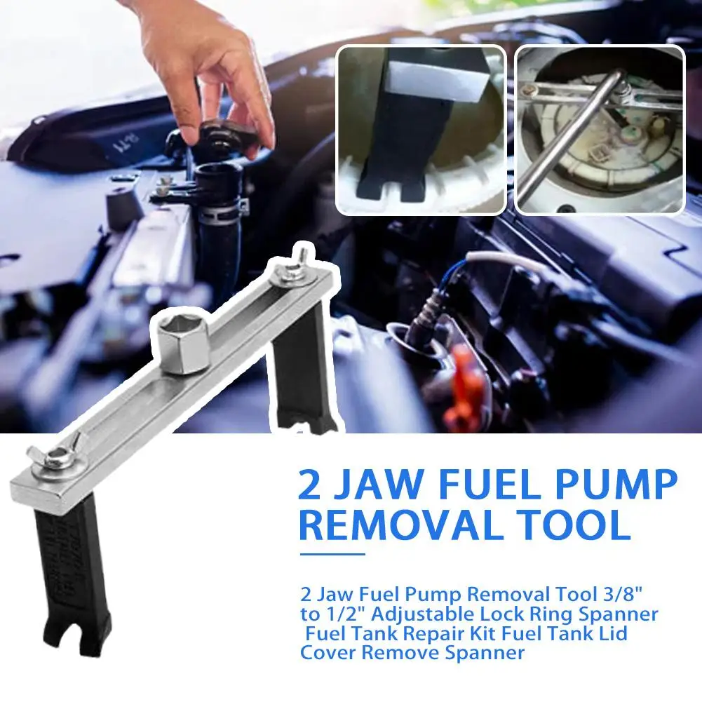 

2 Jaw Fuel Pump Removal Tool 3/8" To 1/2" Adjustable Repair Fuel Lid Remove Tank Fuel Lock Cover Tank Kit Wrench Spanner N1J6