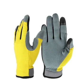 Guantes de trabajo de jardín utilitarios, pantalla táctil de piel de ciervo para trabajo en patio, jardinería, bicicleta, ciclismo, mecánico DIY para mujeres y hombres