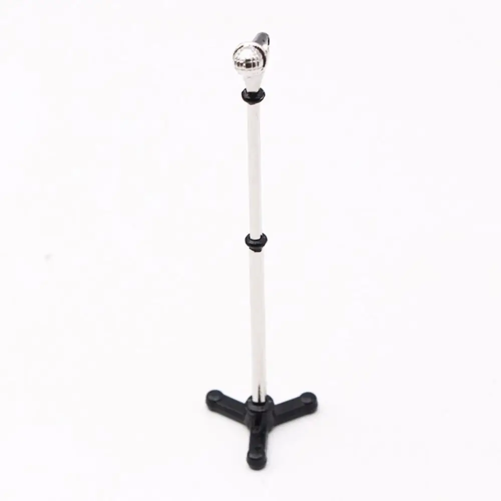 Micro Landscape Microphone Stand Alloy Furniture Mini Microphone Model Assembled Pretend Play 1:12 Dollhouse Accessories OB11